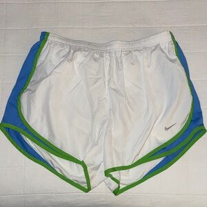 Nike White Shorts with Blue and Green Trim
